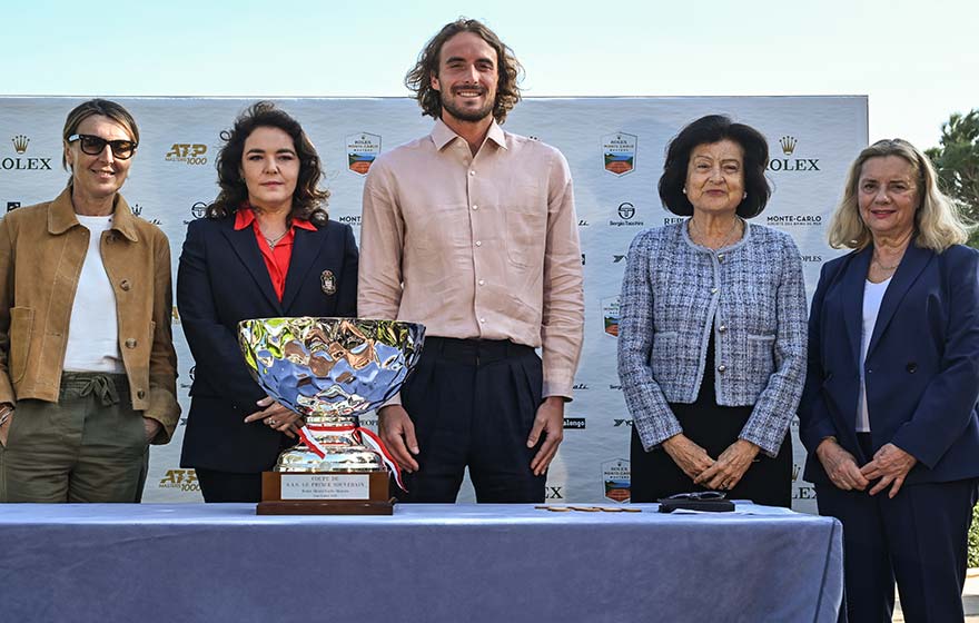 Stefanos Tstitsipas at the singles main draw on Friday 4 April 2025 for the Monte Carlo Masters. Photo: montecarlotennismasters.com / media Stefanos Tsitsipas Main Singles Draw Monte Carlo Masters Tennis
