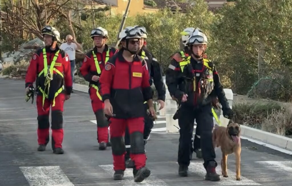 Firefighters respond to tornado damage in France